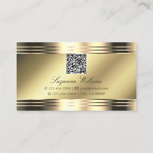 Noble Shimmery Gold Shiny Diamonds met QR-code Visitekaartje (Achterkant)