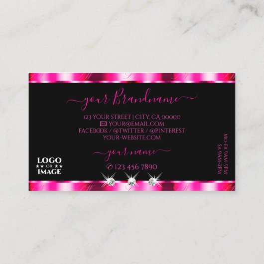 Noble Shimmery Roze Zwarte Sparkle Juwelen met Log Visitekaartje (Achterkant)