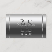 Noble Shimmery Silver Sparkle Diamonds Initialen Visitekaartje (Voorkant)
