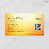 Noble Shimmery Sinaasappel Curved Decor Logo QR Co Visitekaartje (Achterkant)