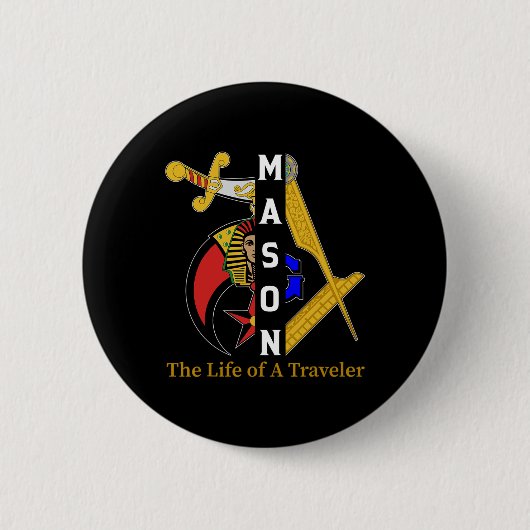 Noble Shriner Mason Het leven van de reiziger Vrij Ronde Button 5,7 Cm (Voorkant)