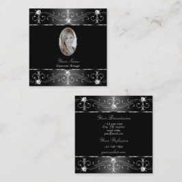 Noble Silver Black White -  Ornamenten Foto Vierkante Visitekaartje