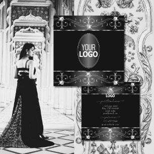 Noble Silver Black White - versieringen Voeg Logo Vierkante Visitekaartje