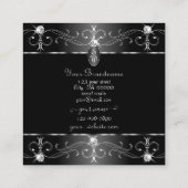 Noble Silver Black Witte  Ornamenten Initialen Vierkante Visitekaartje (Achterkant)