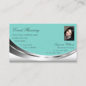 Noble Silver Blauwgroen met foto en mousserend Dia Visitekaartje (Achterkant)