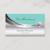 Noble Silver Blauwgroen met Logo en Sparkle Diamon Visitekaartje (Voorkant)