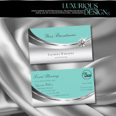 Noble Silver Blauwgroen met Logo en Sparkle Diamon Visitekaartje
