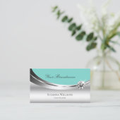 Noble Silver Decor en Blauwgroen met mousserend Di Visitekaartje (Staand voorkant)