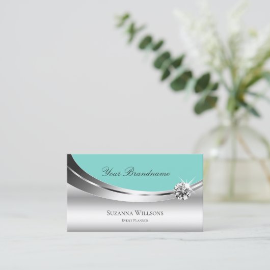 Noble Silver Decor en Blauwgroen met mousserend Di Visitekaartje (Staand voorkant)