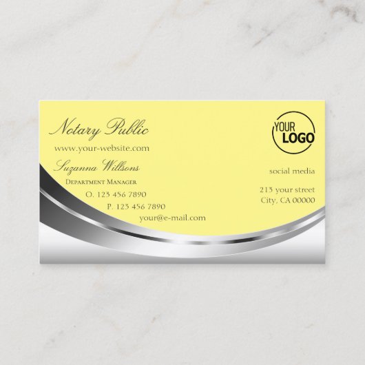 Noble Silver Decor Yellow met Logo en diamant Visitekaartje (Achterkant)