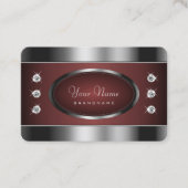 Noble Silver en Burgundy met mousserende diamanten Visitekaartje (Voorkant)