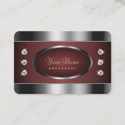 Noble Silver en Burgundy met mousserende diamanten Visitekaartje (Voorkant)