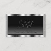 Noble Silver Lijst Black Gradiënt met monogram Visitekaartje (Voorkant)