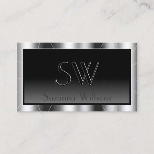 Noble Silver Lijst Black Gradiënt met monogram Visitekaartje (Voorkant)