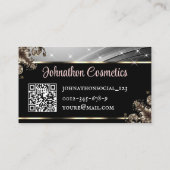 Noble Silver Pink Rose Glitter Stars QR Code Logo Visitekaartje (Achterkant)