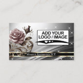 Noble Silver Pink Rose Glitter Stars QR Code Logo Visitekaartje (Voorkant)