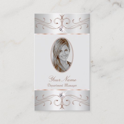 Noble Silver Roos Gold  Ornamenten met foto Visitekaartje (Voorkant)