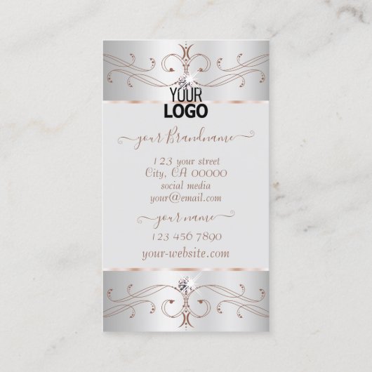 Noble Silver Roos Gold  Ornamenten met Logo Visitekaartje (Achterkant)