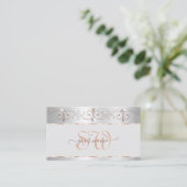 Noble Silver Roos  Sparkle Diamonds Monogram Visitekaartje (Staand voorkant)