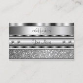 Noble Silver Sparking Glitter Monogram Diamonds Visitekaartje (Voorkant)