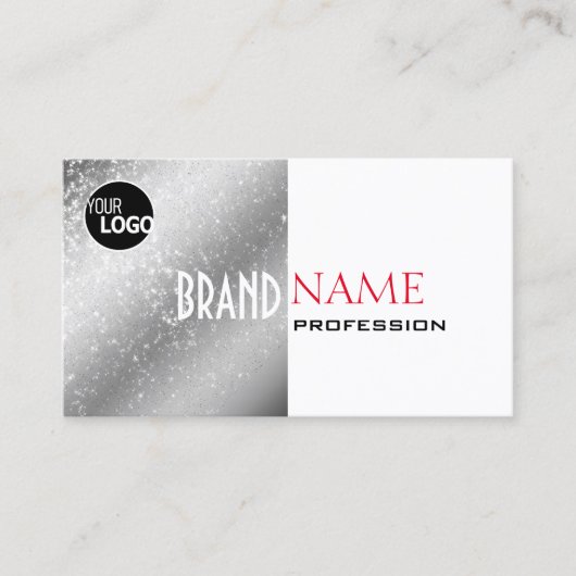 Noble Silver White Red Tiny Glitter Stars toevoege Visitekaartje (Voorkant)