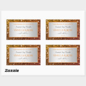 Noble Sinaasappel Faux Glitter Productverpakkingsl Rechthoekige Sticker (Vel)