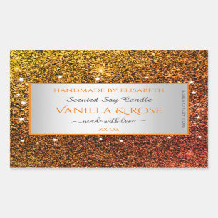 Noble Sinaasappel Faux Glitter Productverpakkingsl Rechthoekige Sticker