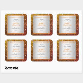 Noble Sinaasappel Faux Glitter Productverpakkingsl Vierkante Sticker (Vel)