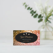 Noble Sinaasappel Roze Ombre Glitter Zwart en Diam Visitekaartje (Staand voorkant)