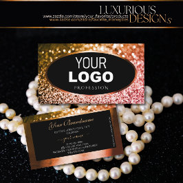 Noble Sinaasappel Roze Ombre Glitter Zwart Toevoeg Visitekaartje