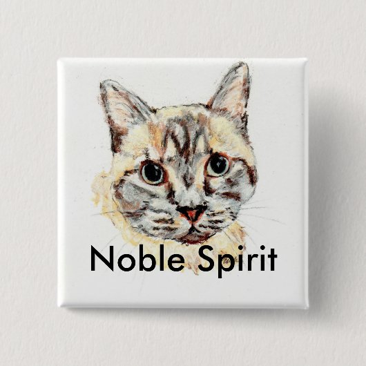 Noble Spirit cat-knop Vierkante Button 5,1 Cm (Voorkant)