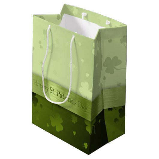 Noble St. Patrick's Day Shamrocks Medium Gift Bag Cadeauzakje (Achterkant Gekanteld)