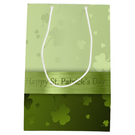Noble St. Patrick's Day Shamrocks Medium Gift Bag Cadeauzakje (Achterkant)