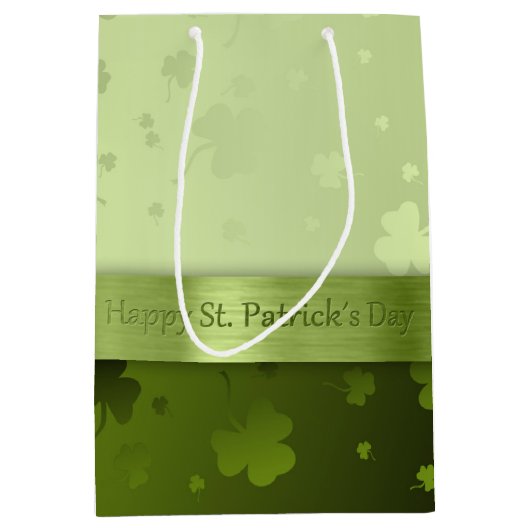 Noble St. Patrick's Day Shamrocks Medium Gift Bag Medium Cadeauzakje (Voorkant)