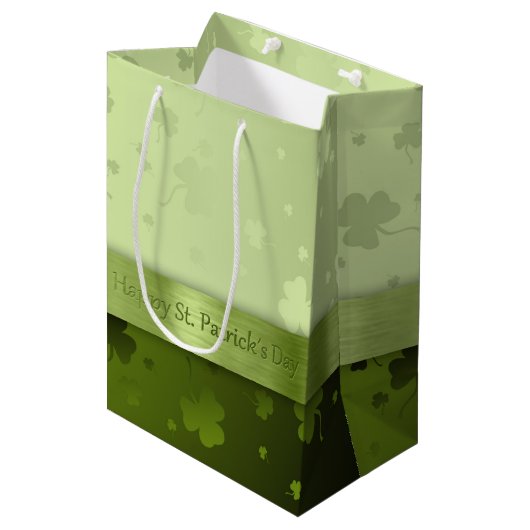 Noble St. Patrick's Day Shamrocks Medium Gift Bag Medium Cadeauzakje (Voorkant Gekanteld)