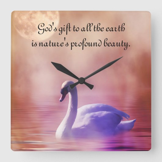 Noble Swan Vierkante Klok (Voorkant)