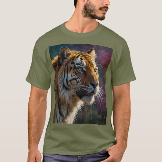 Noble Tiger schilderachtig portret T-shirt (Voorkant)