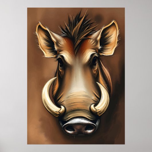 Noble Warthog Portrait - Afrikaanse dierenkunst Poster (Voorkant)
