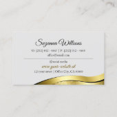Noble Wavy Gold Decor op lichtgrijs met monogram Visitekaartje (Achterkant)