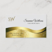 Noble Wavy Gold Decor op lichtgrijs monogram Foto Visitekaartje (Voorkant)