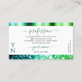 Noble White Blauwgroen Green Sparkling Glitter Mon Visitekaartje (Achterkant)