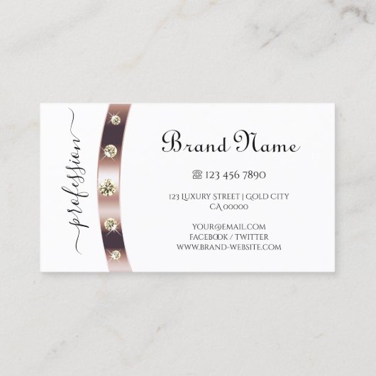 Noble White en Roos Gold met Monogram Luxueus Visitekaartje (Achterkant)