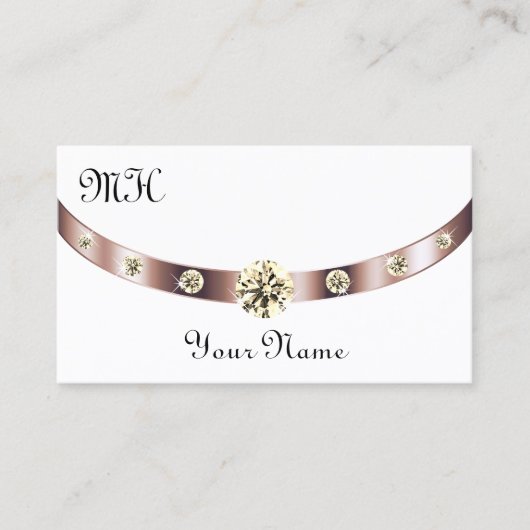 Noble White en Roos Gold met Monogram Luxueus Visitekaartje (Voorkant)