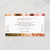 Noble White Oranje Pink Sparking Glitter Monogram Visitekaartje (Achterkant)