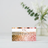 Noble White Oranje Pink Sparking Glitter Monogram Visitekaartje (Staand voorkant)