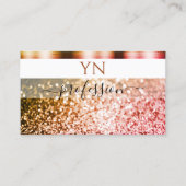 Noble White Oranje Pink Sparking Glitter Monogram Visitekaartje (Voorkant)