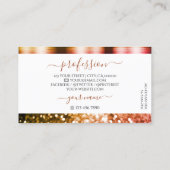 Noble White Oranje Pink Sparking Glitter Shimmery Visitekaartje (Achterkant)