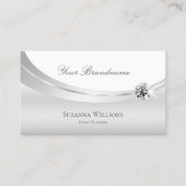 Noble White Silver Gedecorreerd met Sparkly Jewel Visitekaartje (Voorkant)