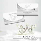 Noble White Silver met monogram en Sparkle Jewel Visitekaartje