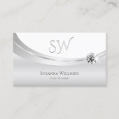Noble White Silver met monogram en Sparkle Jewel Visitekaartje (Voorkant)